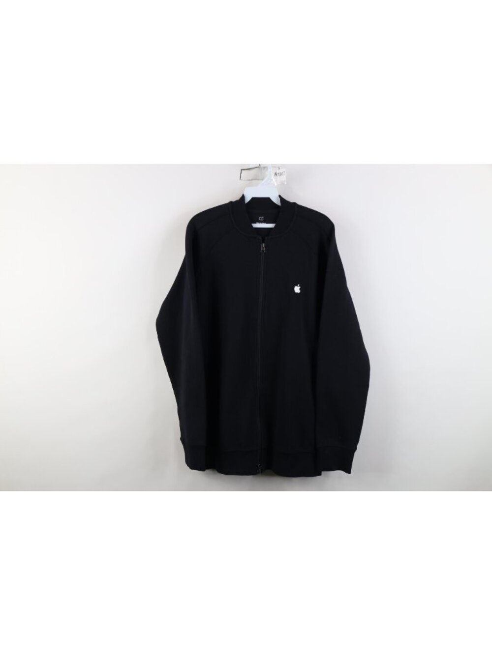 Apple Inc Mens Large Classic Logo Employee Issued Full Zip Bomber Jacket Black